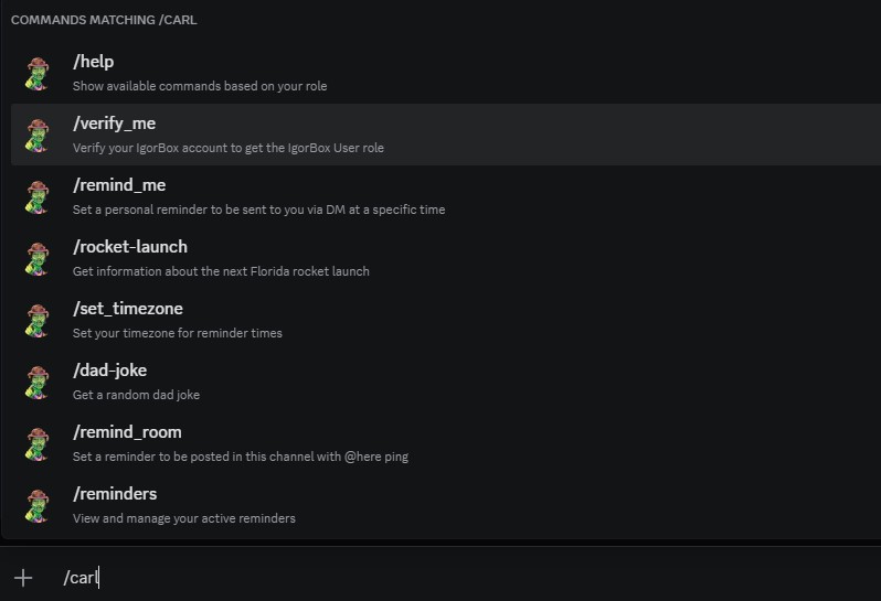 Carl&#39;s slash commands