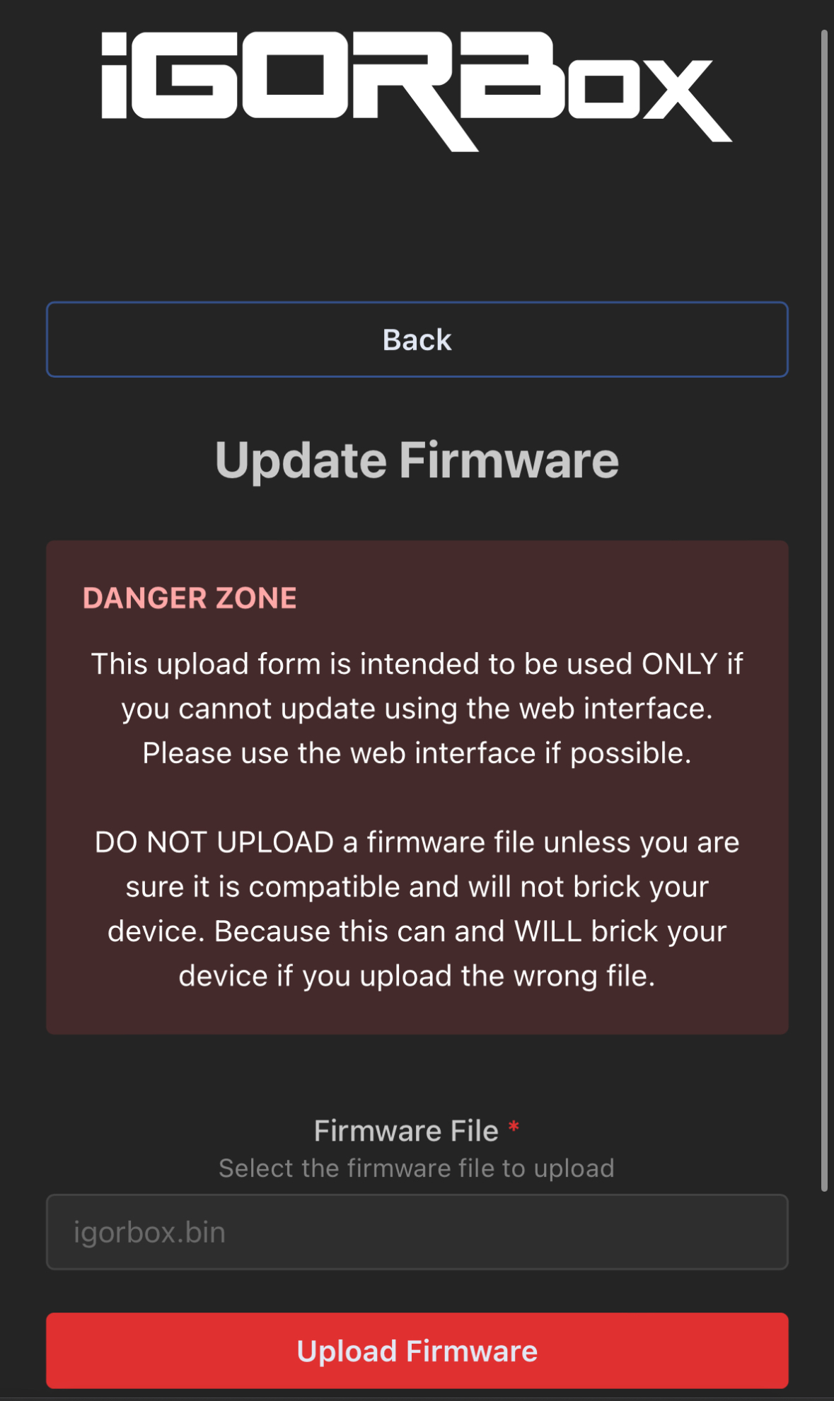 Firmware Upload